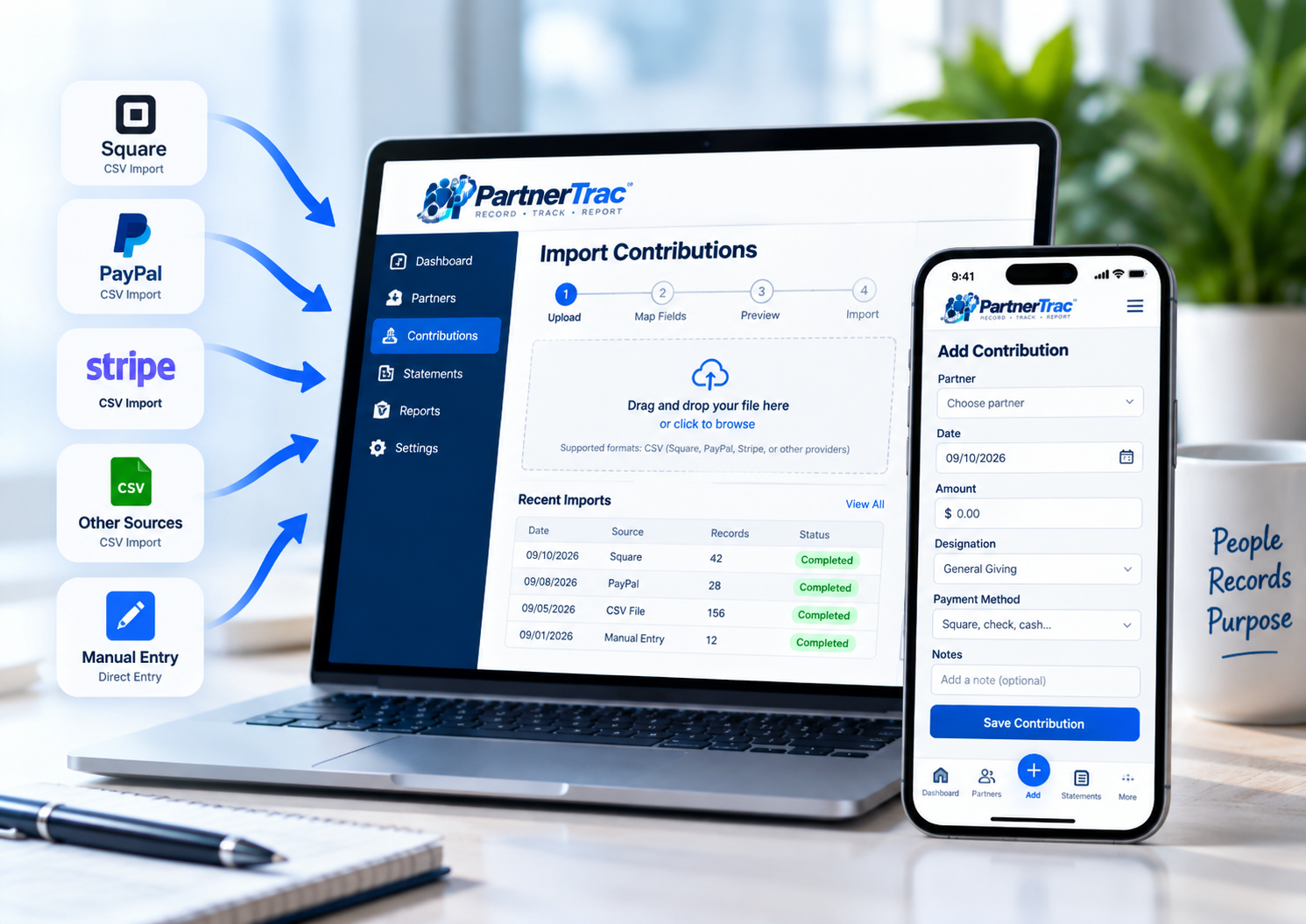 PartnerTrac contribution management and import tools
